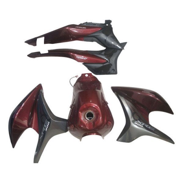 Kit Tanque Combustível Par Carenagem Par Aba Xre 300 2015 Bordô